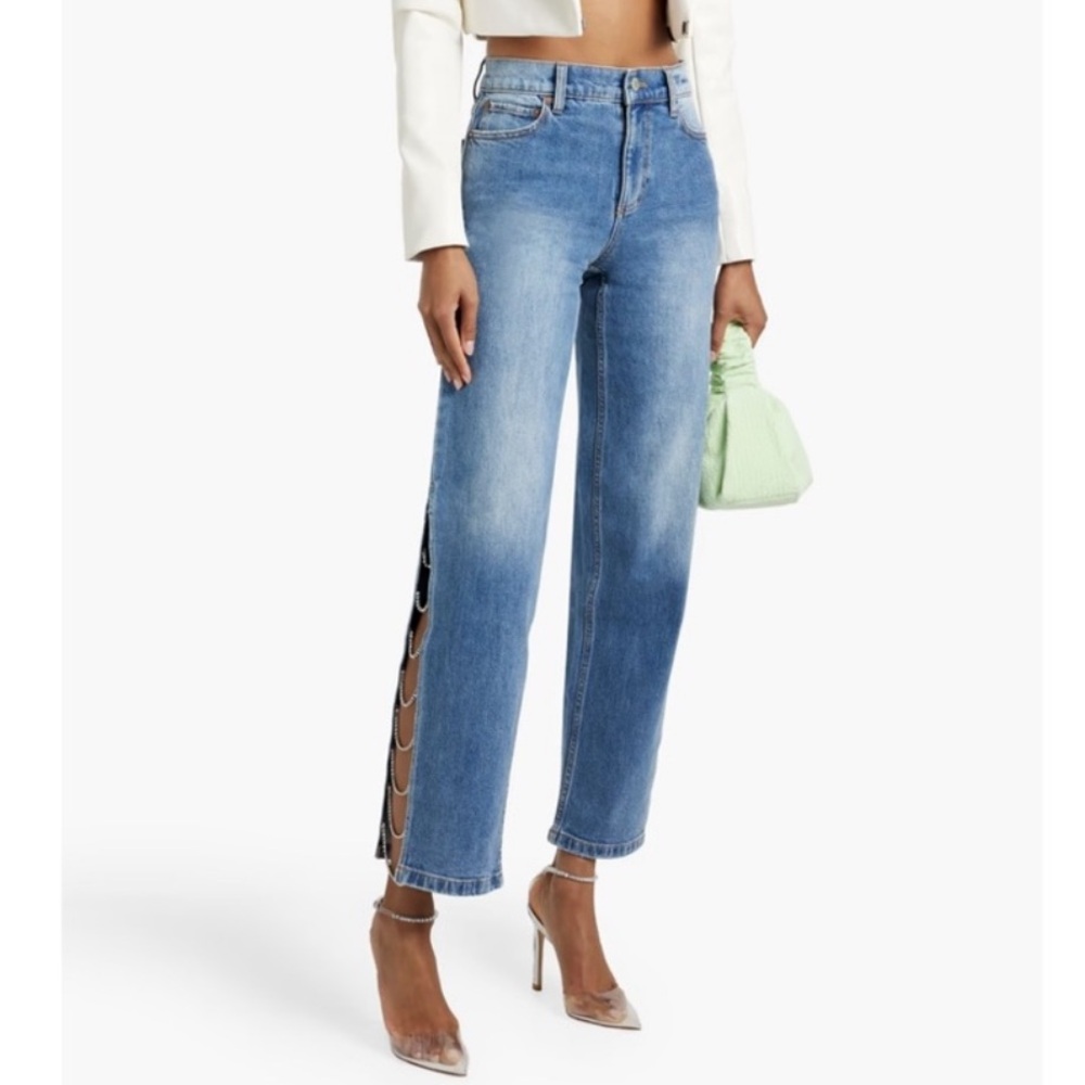 Alice and Olivia Gayle embellished side jeans